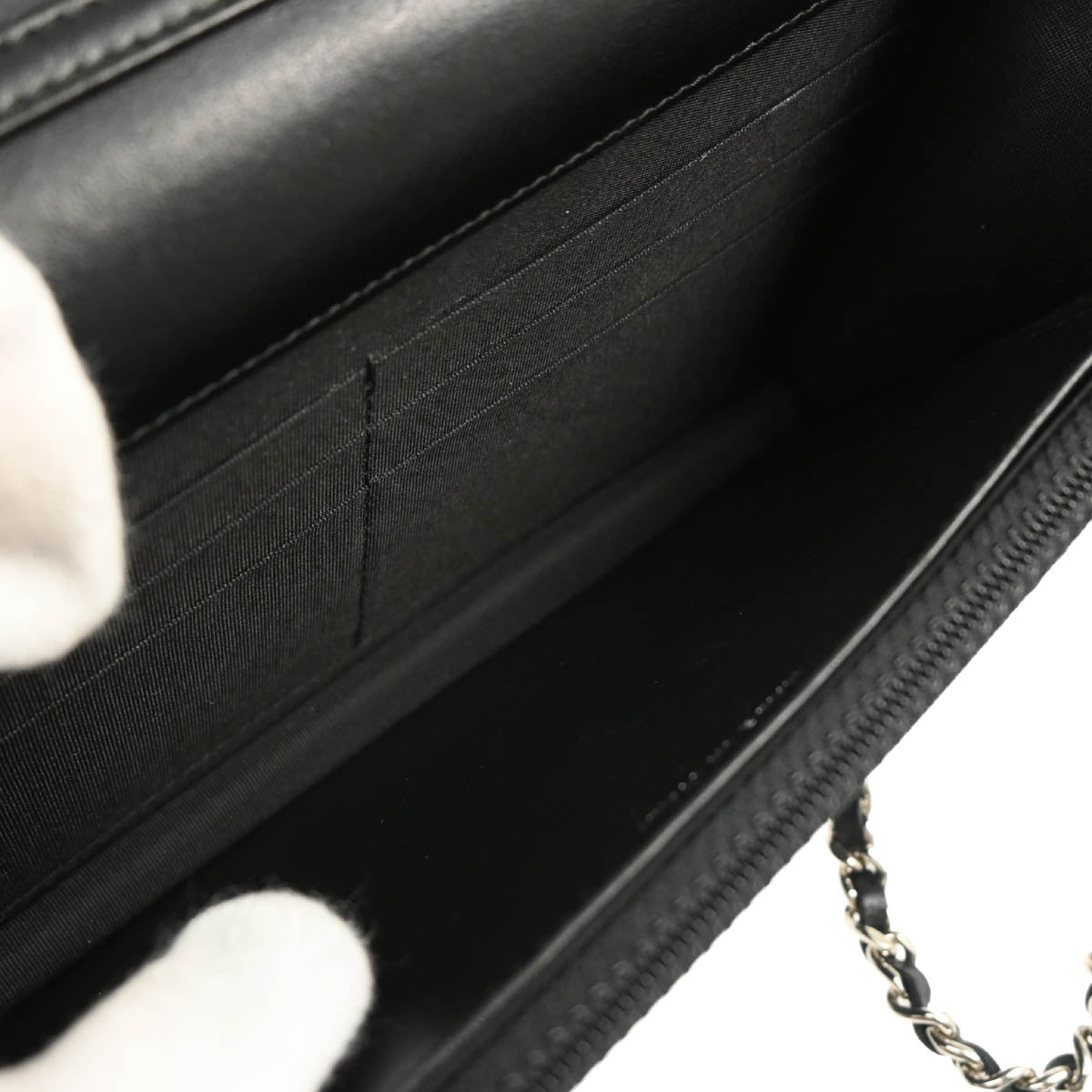 Chanel 2018 Black Lambskin Chevron Tassel WOC Shoulder Wallet Bag