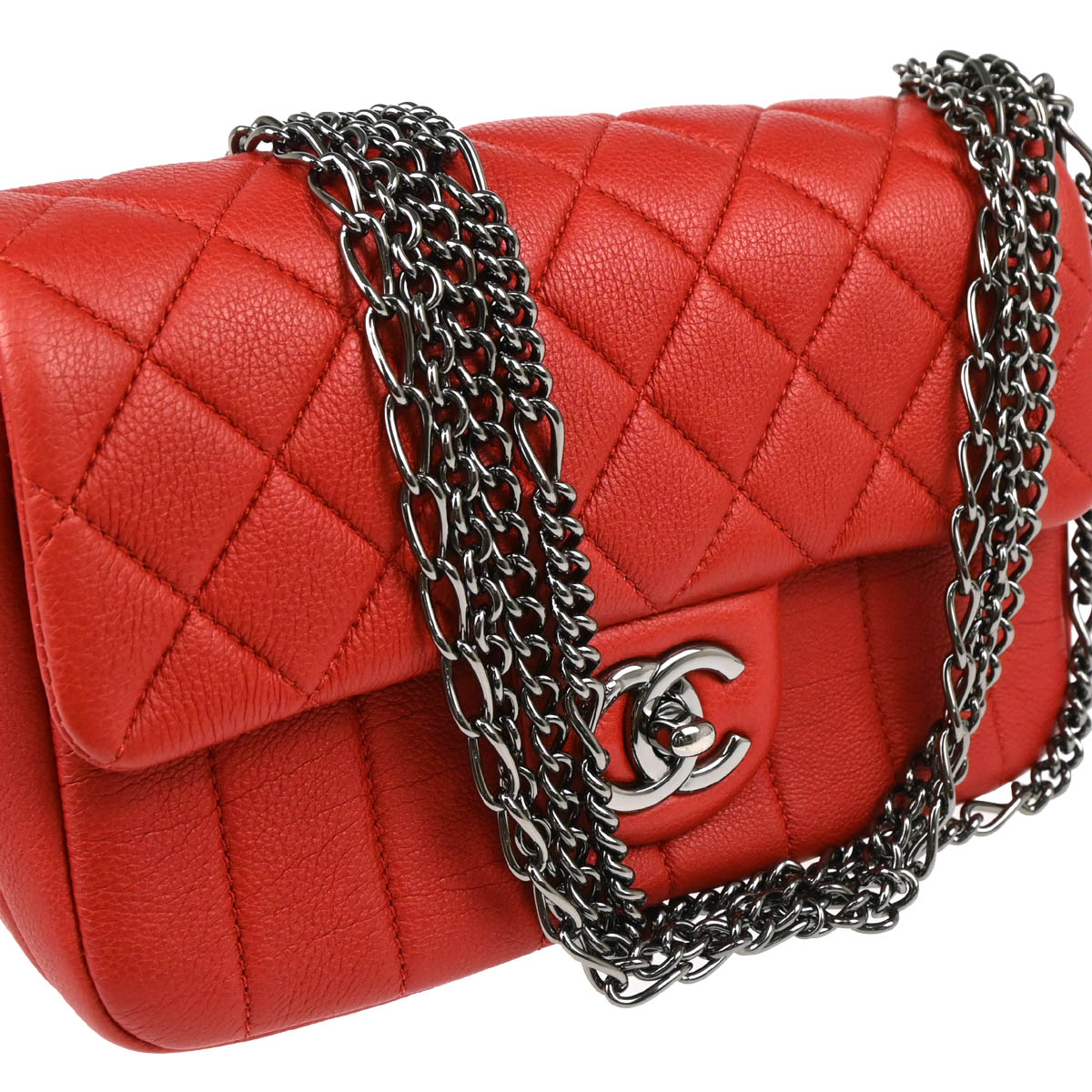 Chanel 2014 Red Lambskin Shoulder Bag