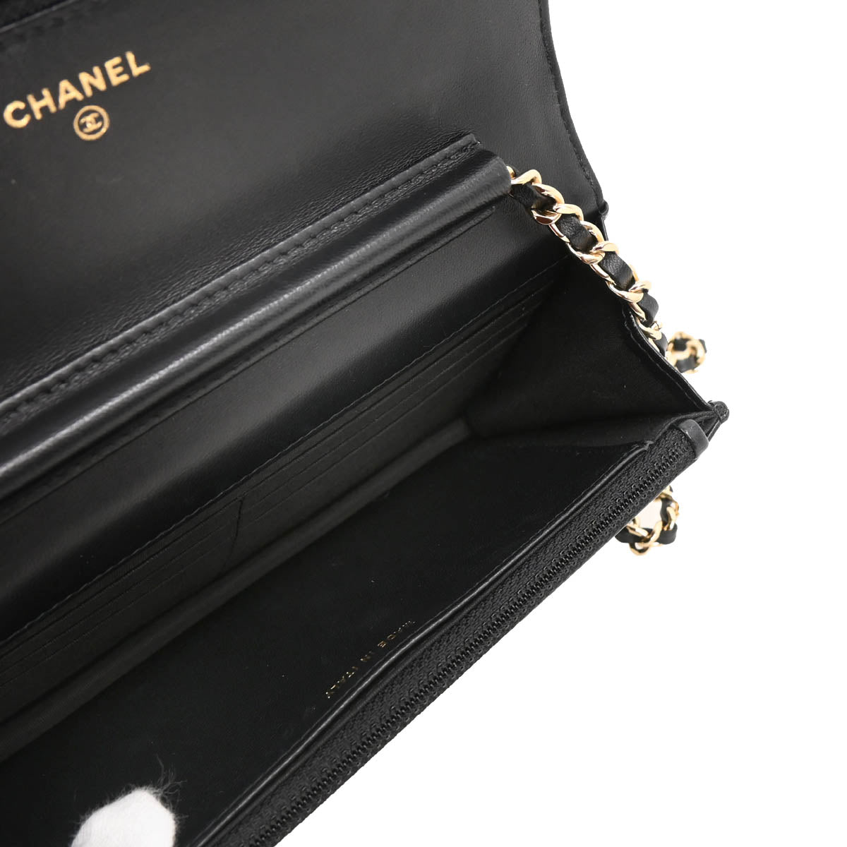 Chanel 2019 Black Lambskin Costume Pearl WOC Shoulder Wallet Bag