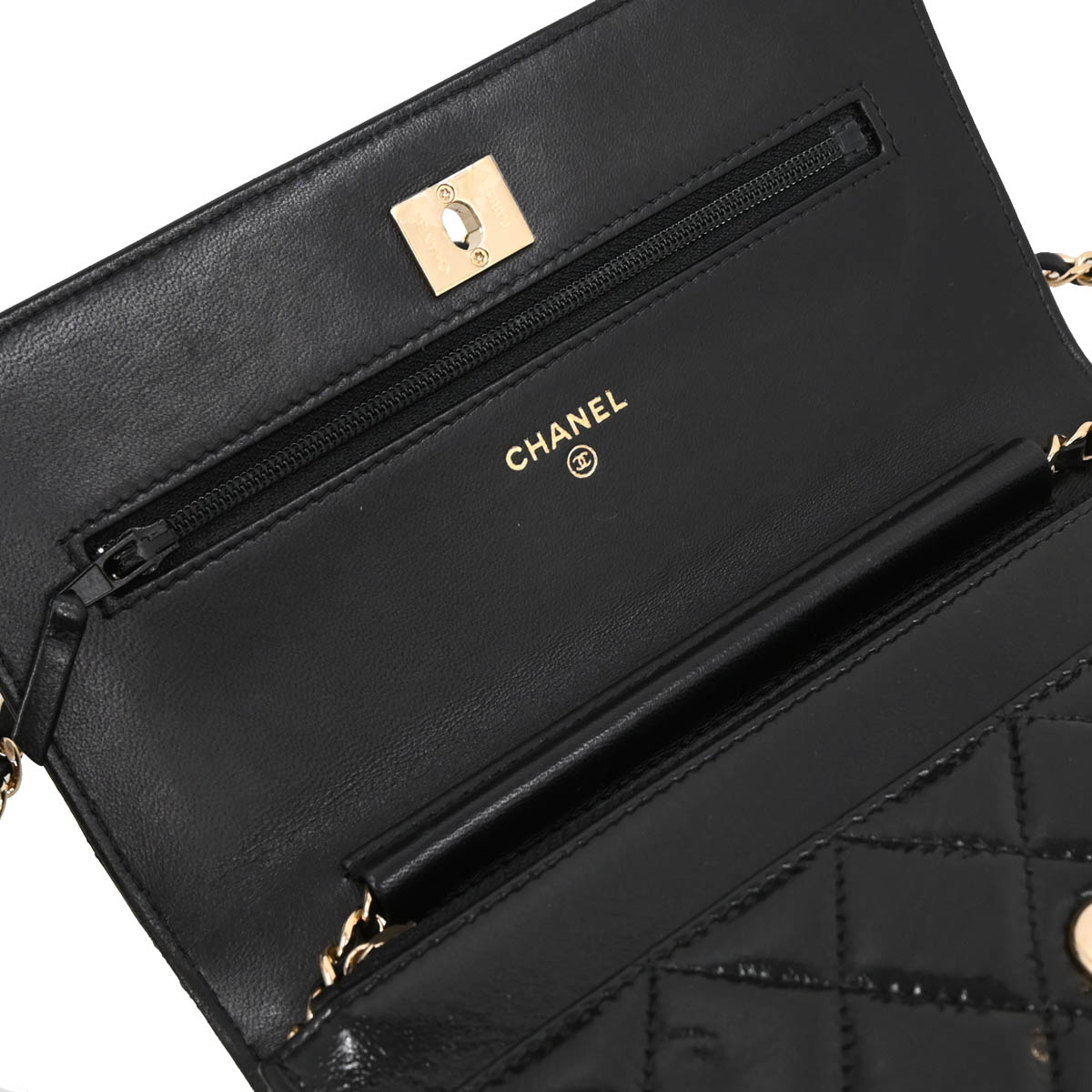 Chanel 2019 Black Lambskin Costume Pearl WOC Shoulder Wallet Bag