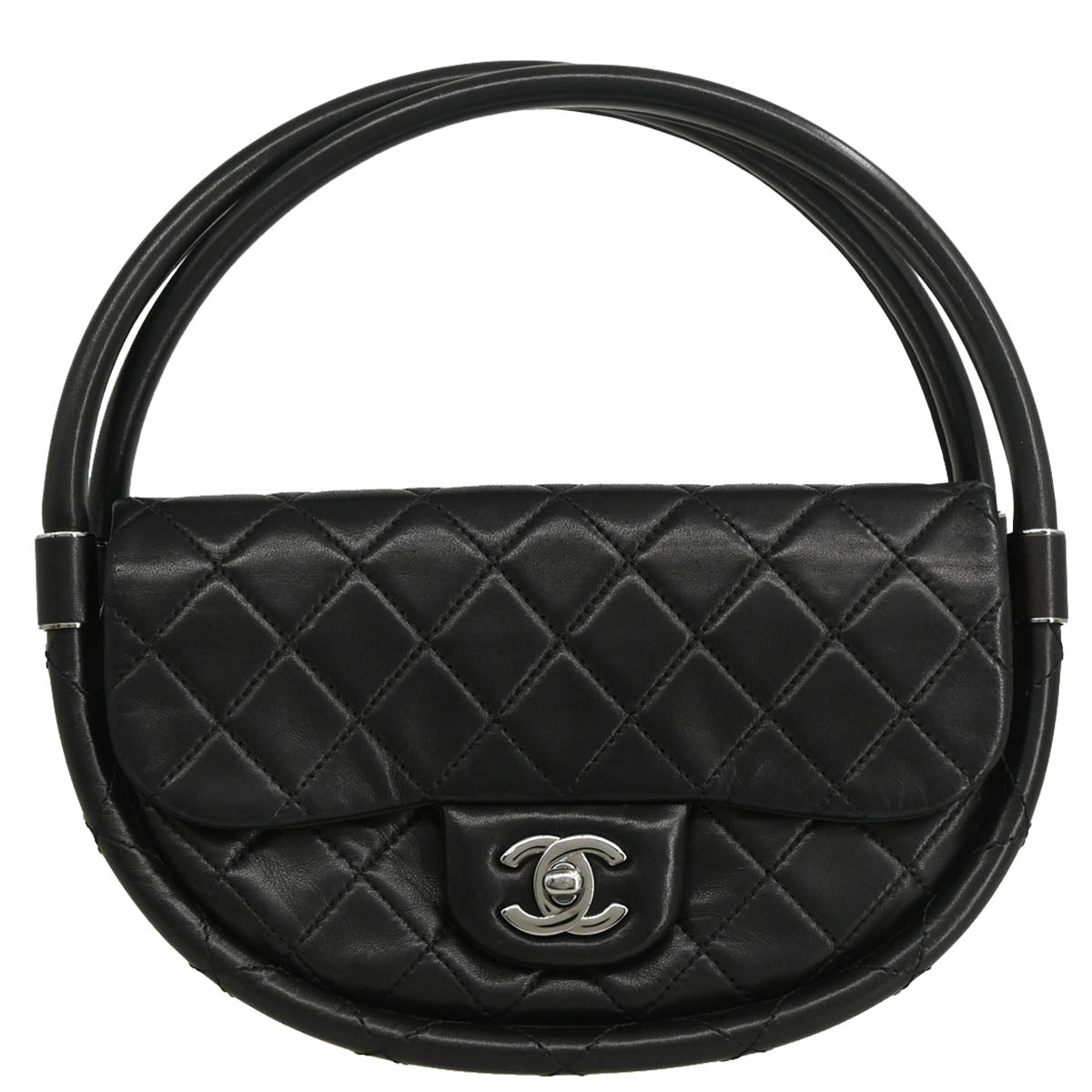 Chanel 2013-2014 Black Lambskin Small Hula Hoop Handbag