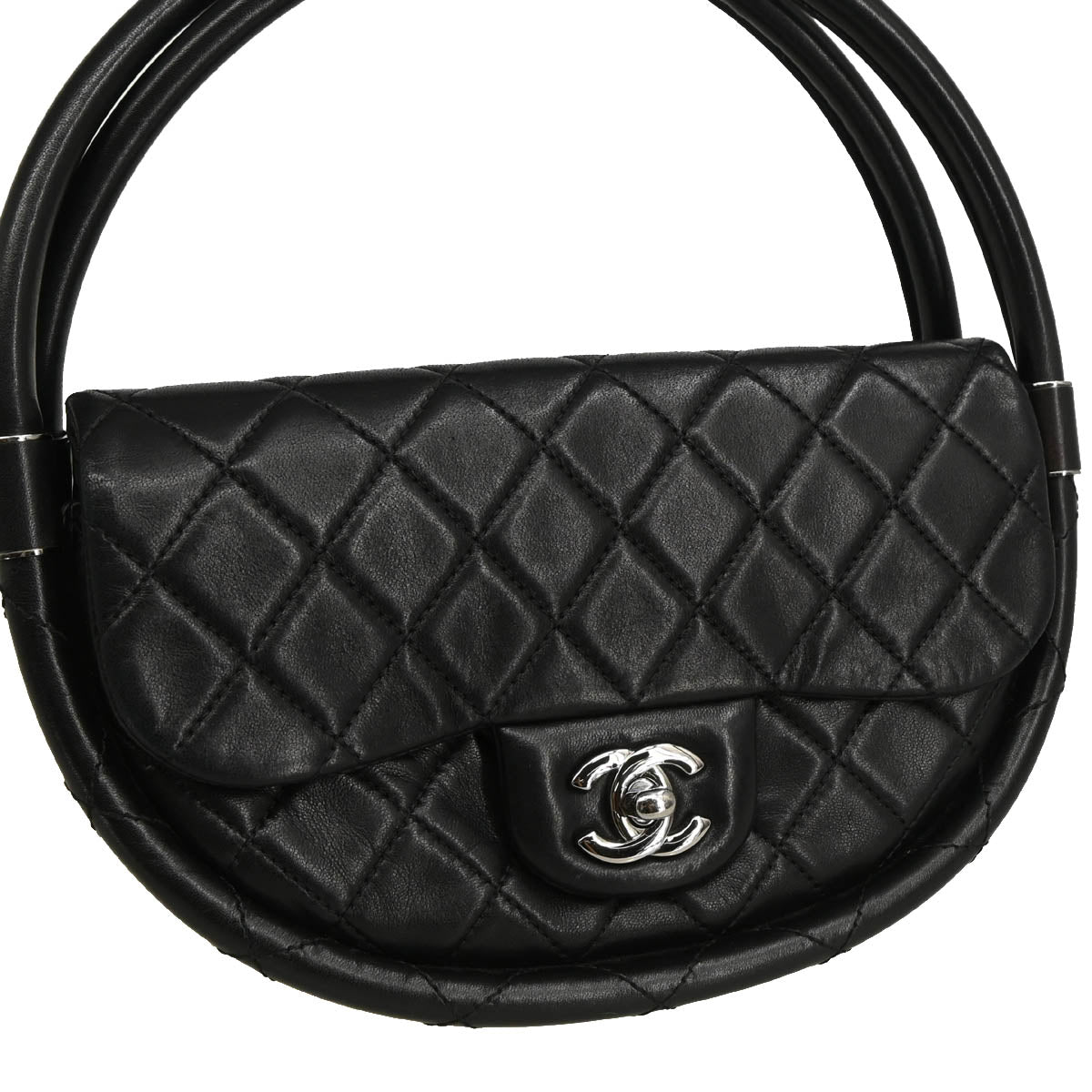 Chanel 2013-2014 Black Lambskin Small Hula Hoop Handbag