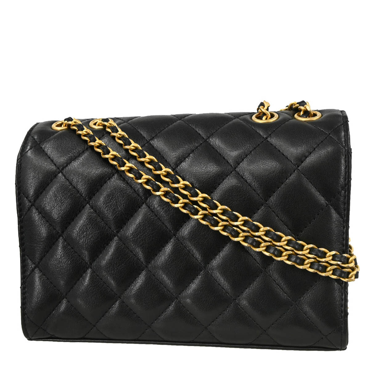 Chanel 2019 Black Lambskin Triple Flap Shoulder Bag