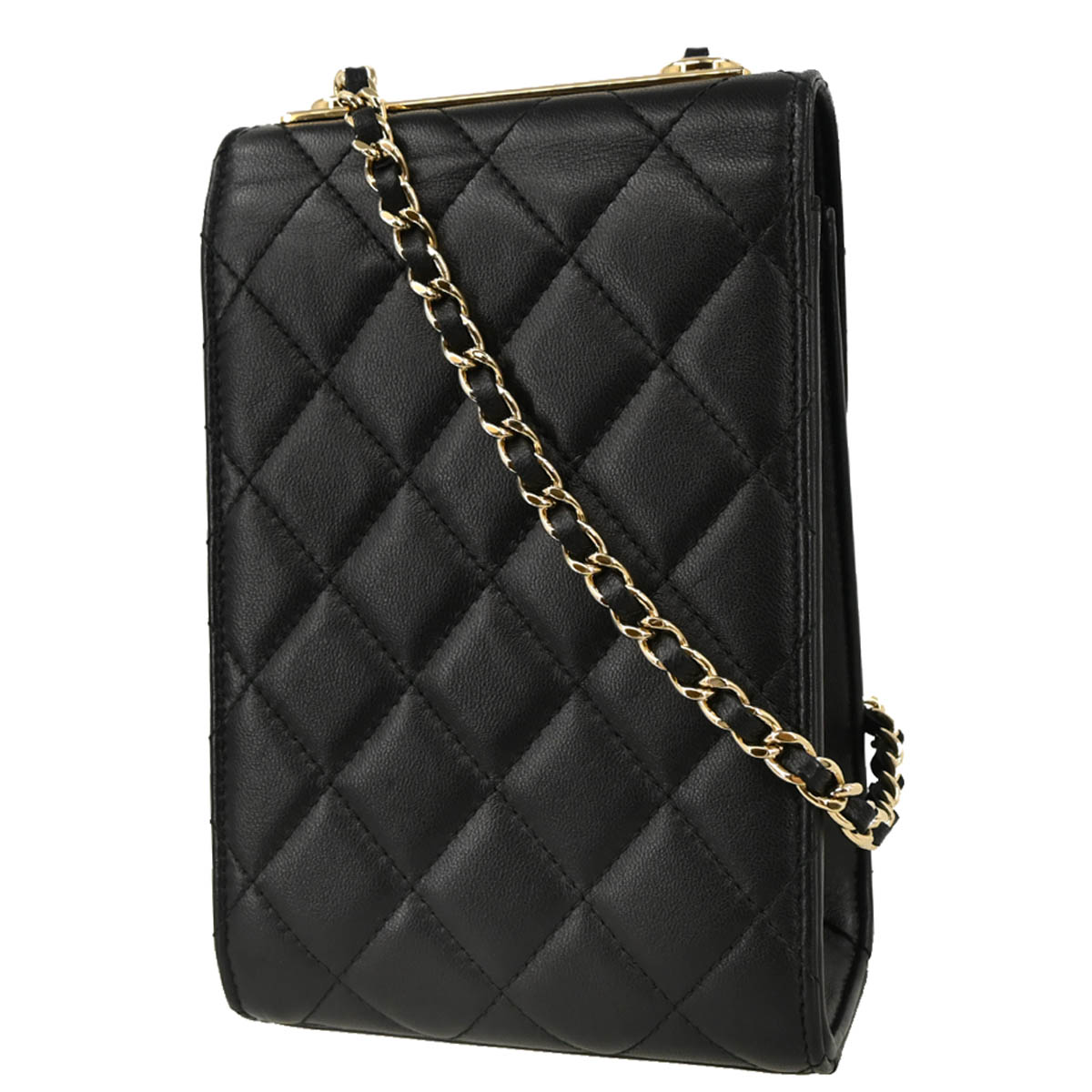 Chanel 2016-2017 Black Lambskin Trendy CC Phone Holder Crossbody Bag