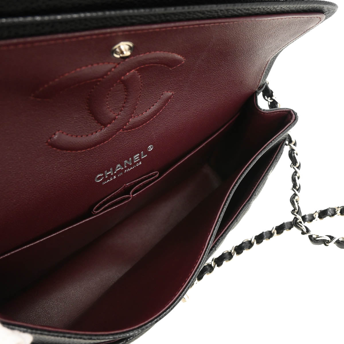 Chanel 2018 Black Caviar Medium Classic Double Flap Shoulder Bag