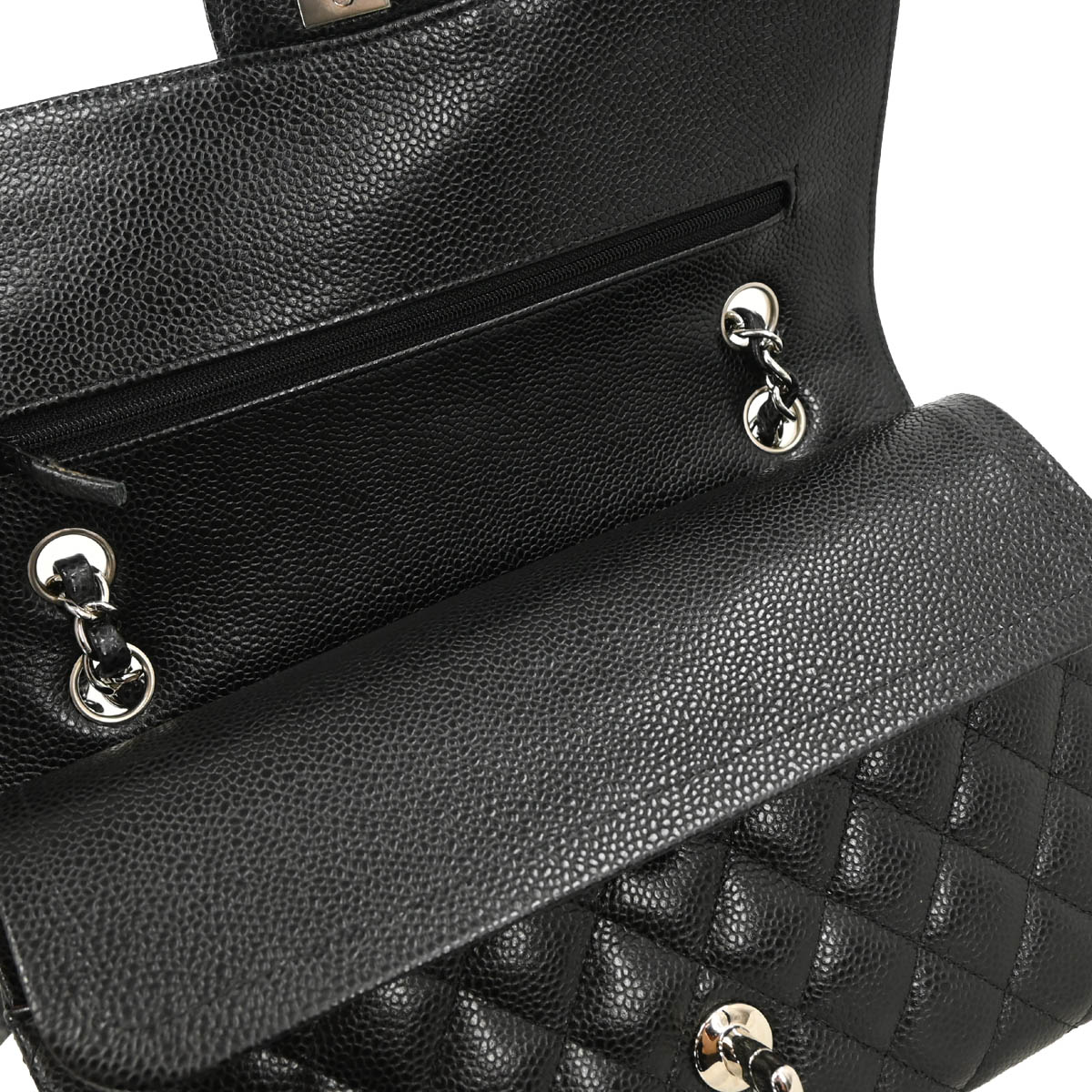 Chanel 2018 Black Caviar Medium Classic Double Flap Shoulder Bag