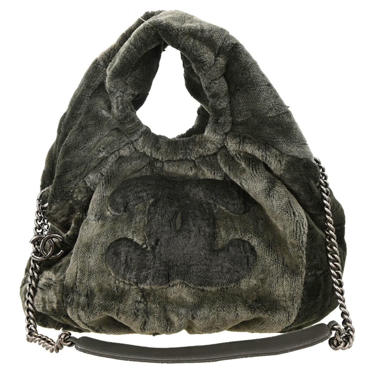 Chanel 2010-2011 Faux Fur Leather 2way Shoulder Tote Handbag