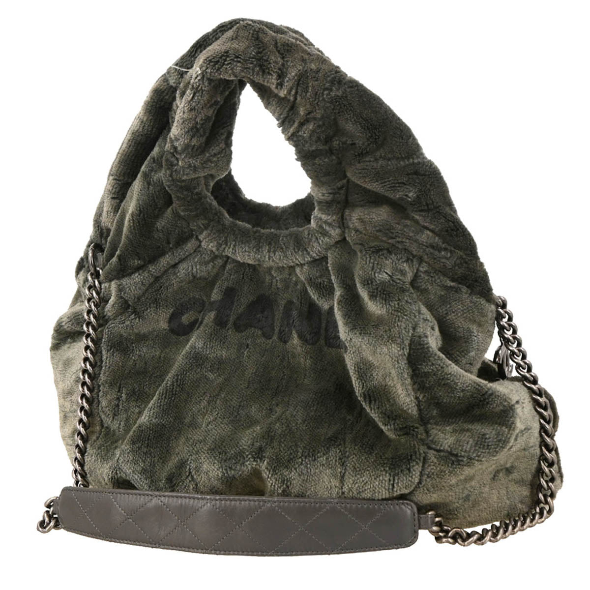 Chanel 2010-2011 Faux Fur Leather 2way Shoulder Tote Handbag