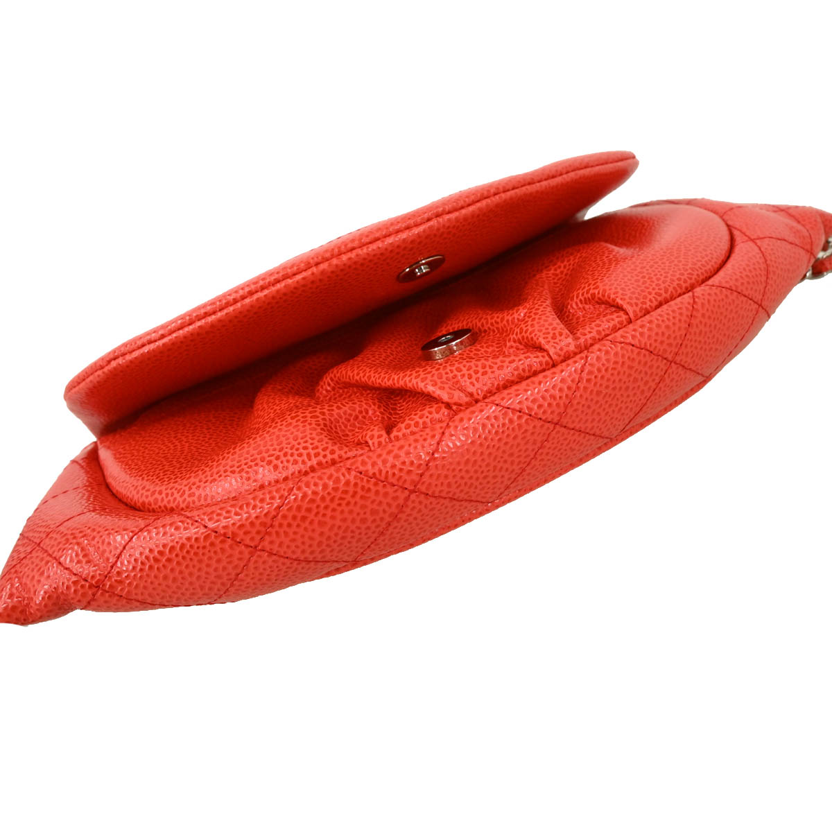 Chanel 2013-2014 Red Caviar Half Moon WOC Shoulder Wallet Bag