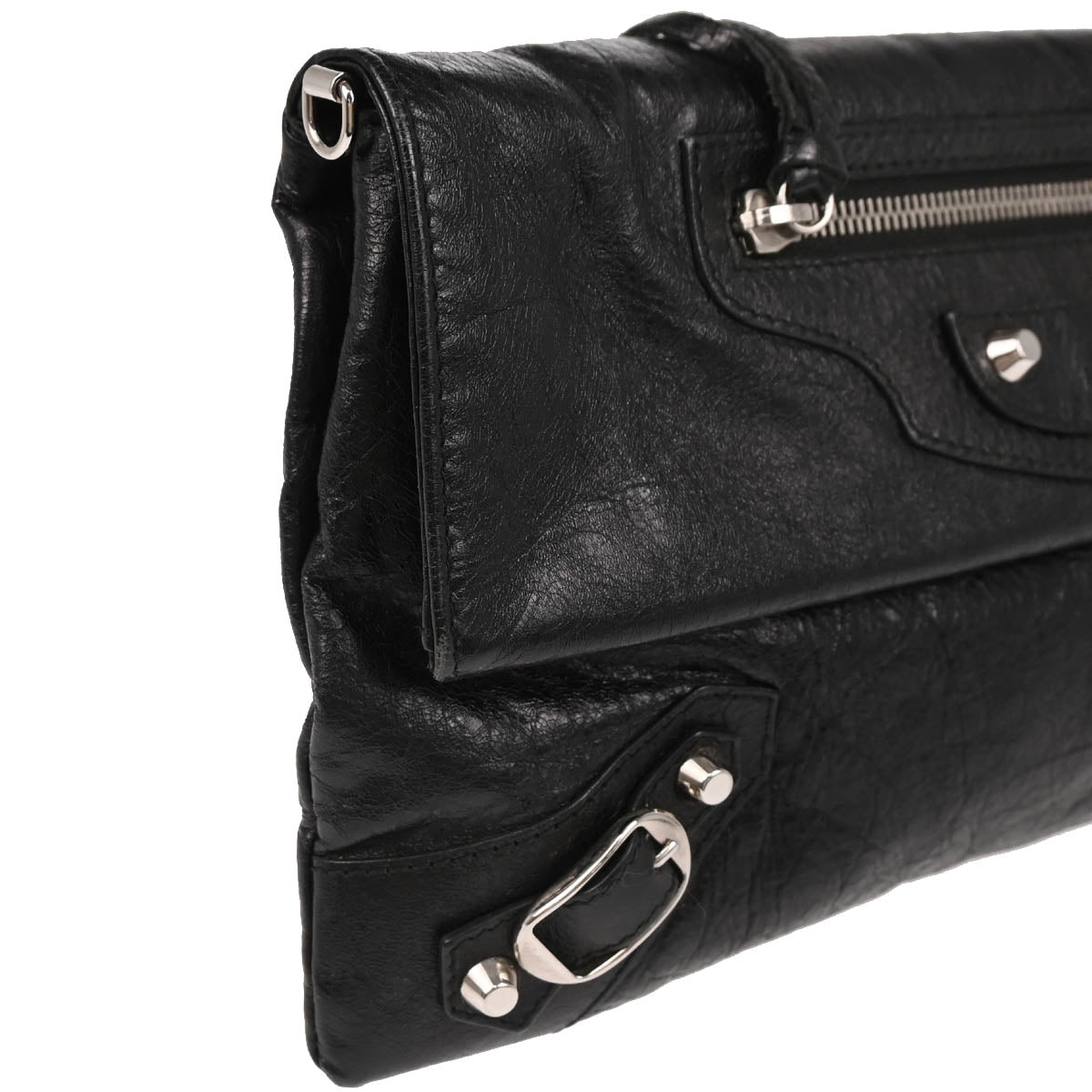 Balenciaga Black Leather Envelope Shoulder Bag