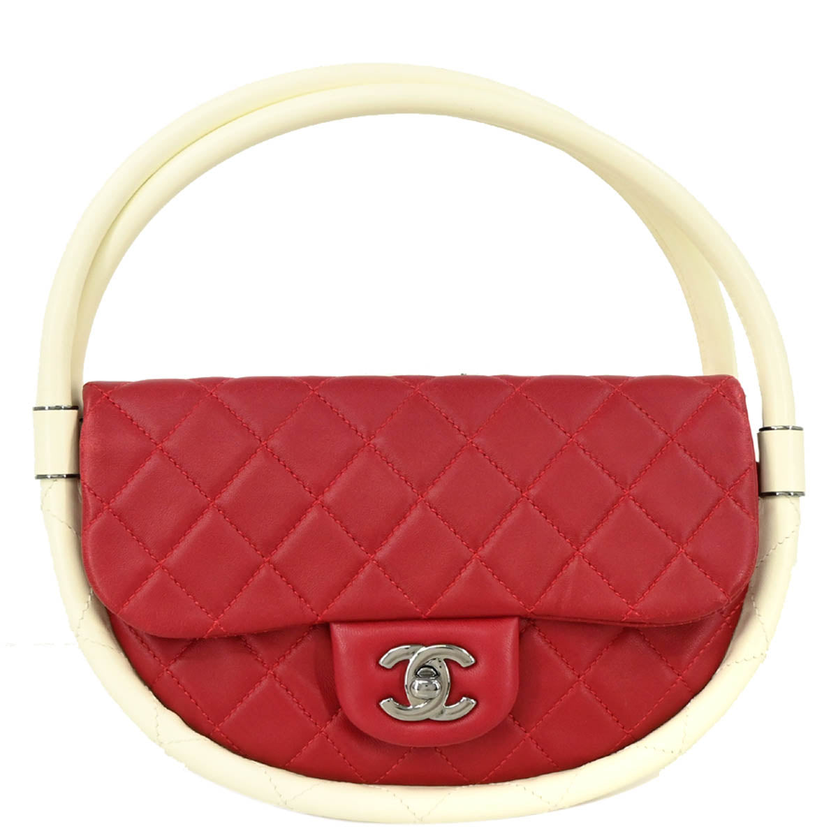Chanel 2013-2014 Red Lambskin Small Hula Hoop Handbag