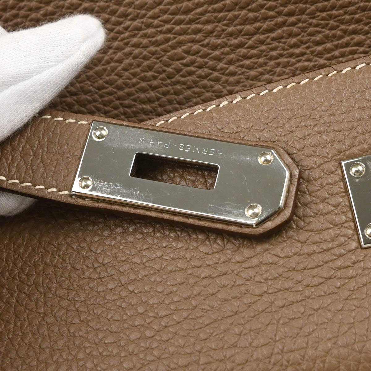 Hermes 2010 Etoupe Gray Togo Shoulder Kelly Handbag