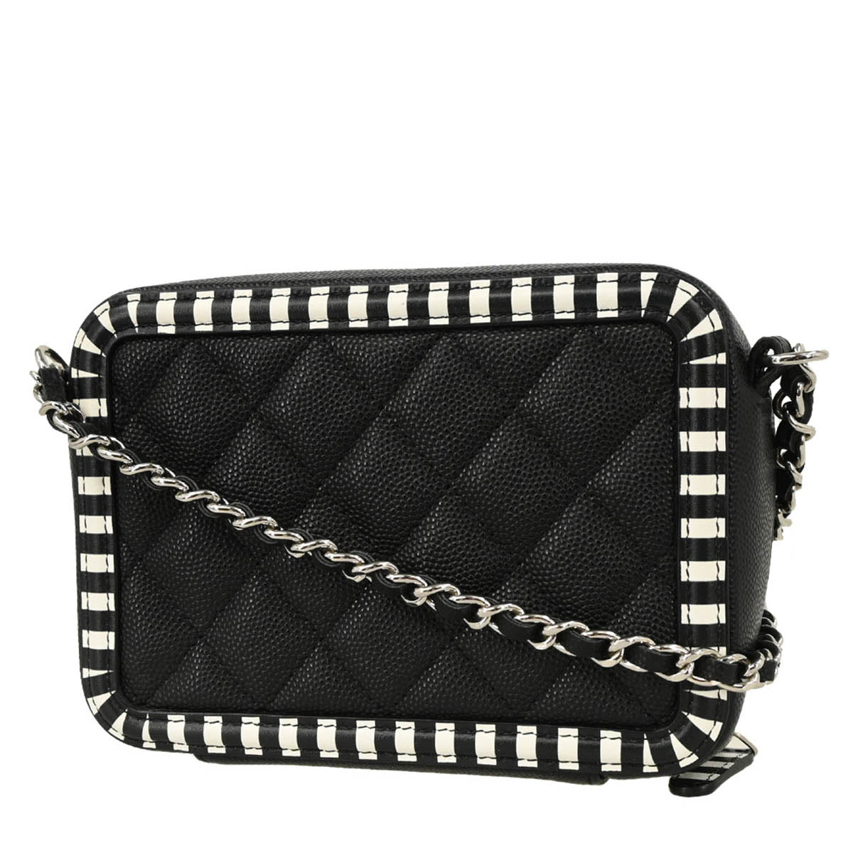 Chanel 2019 Black Caviar Filigree Vanity Shoulder Bag