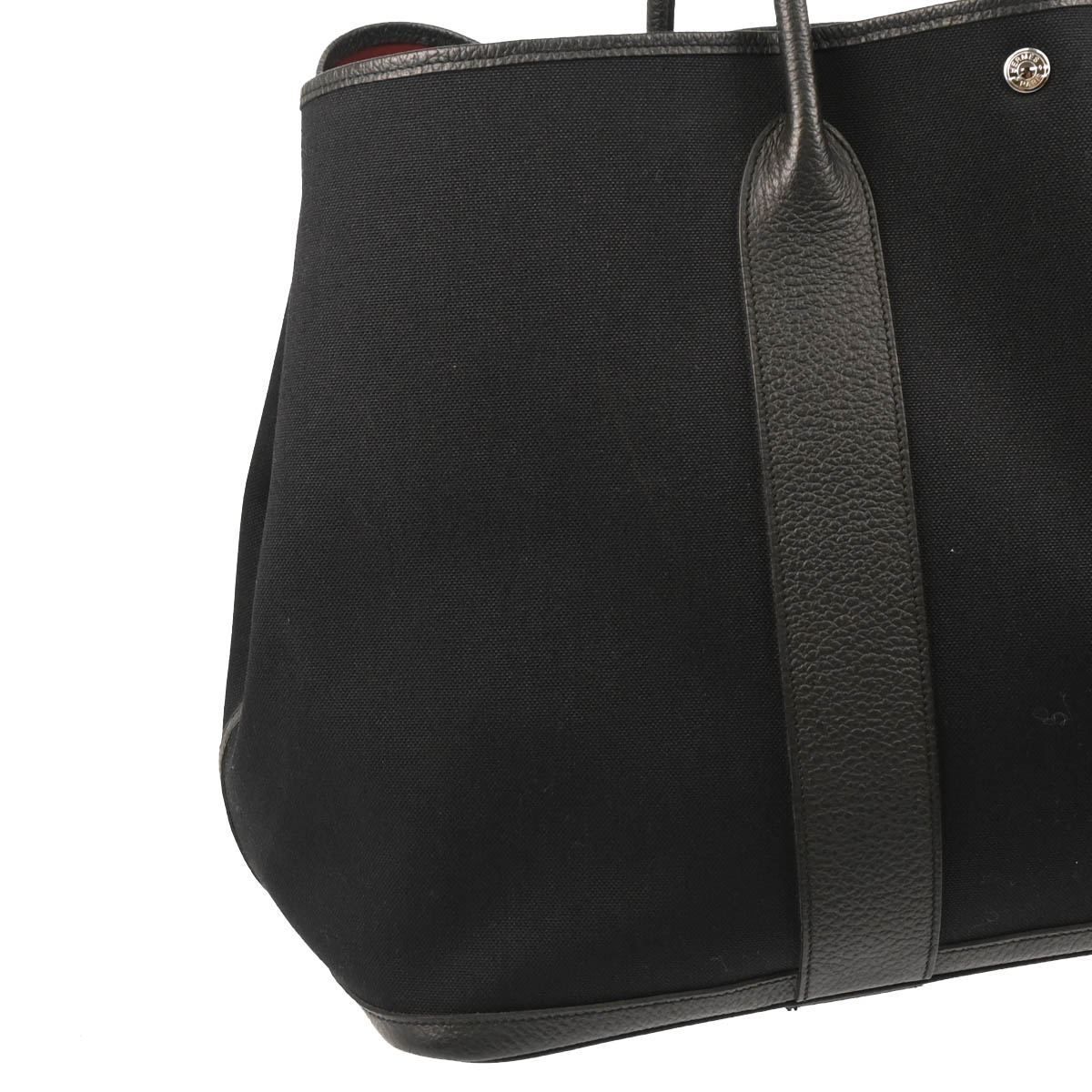 Hermes 2019 Black Toile Officier Garden Party TGM Tote Handbag