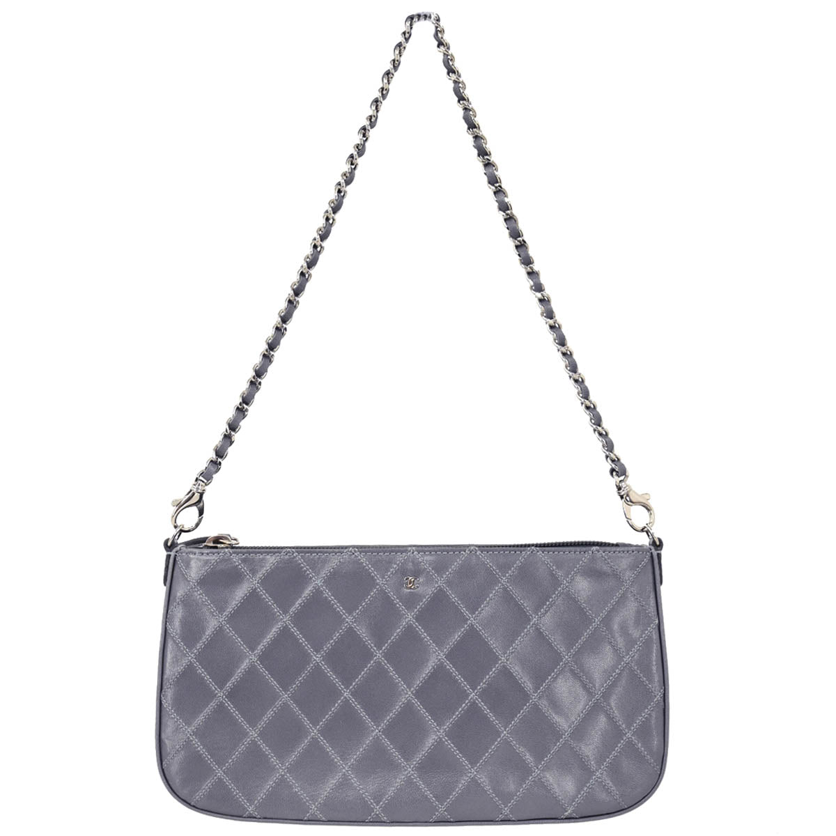 Chanel 2010-2011 Gray Calfskin Bicolore WOC Wallet Handbag