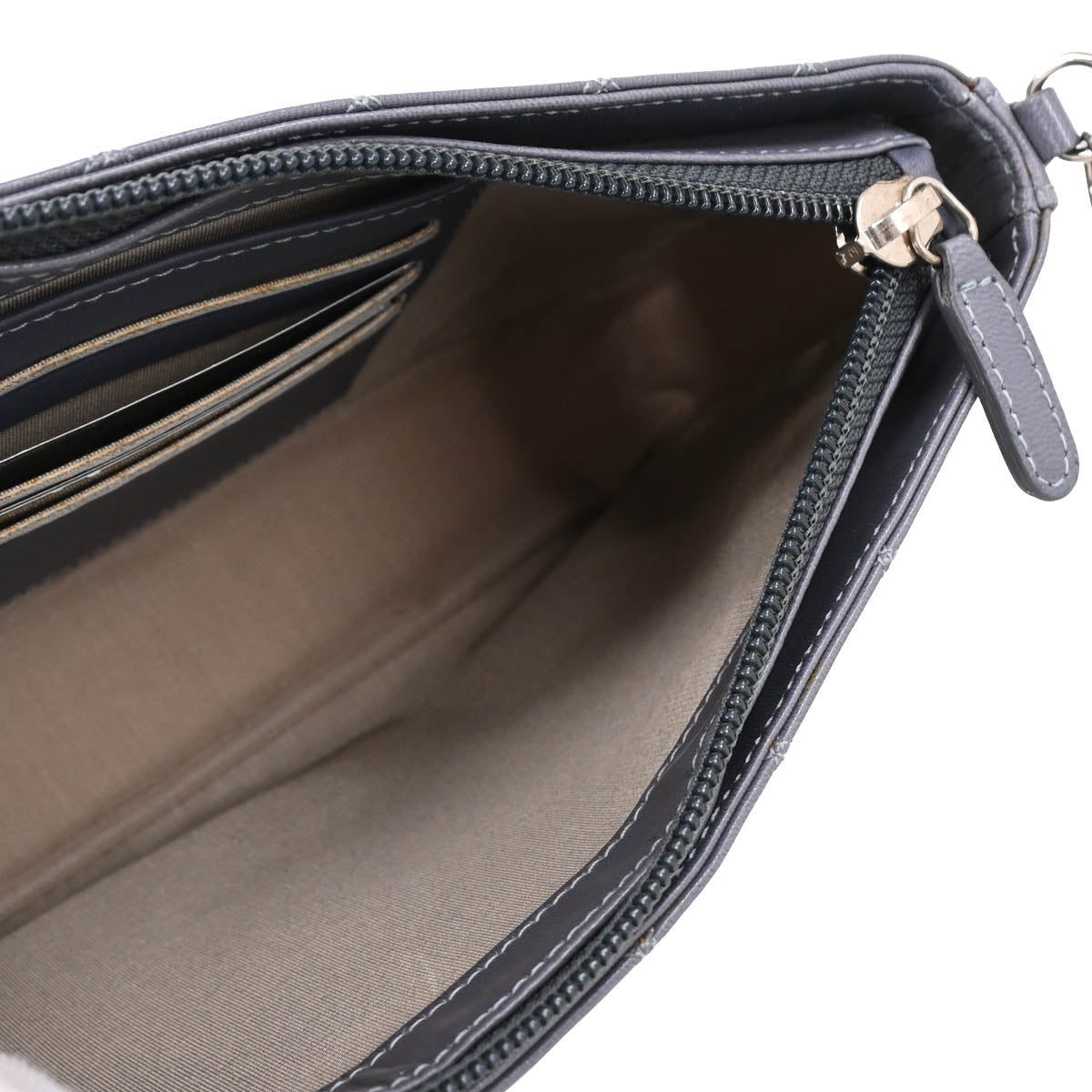 Chanel 2010-2011 Gray Calfskin Bicolore WOC Wallet Handbag