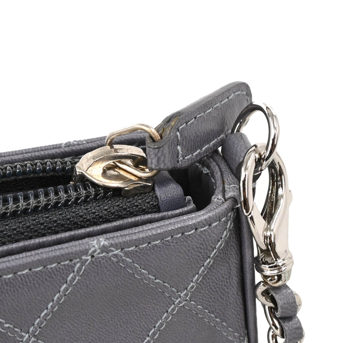 Chanel 2010-2011 Gray Calfskin Bicolore WOC Wallet Handbag