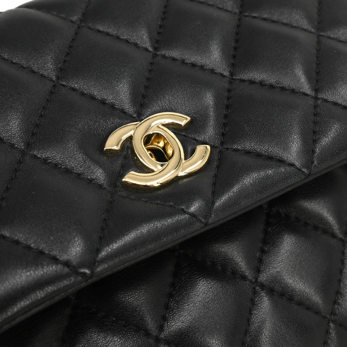 Chanel 2018 Black Lambskin Pouch Clutch Bag