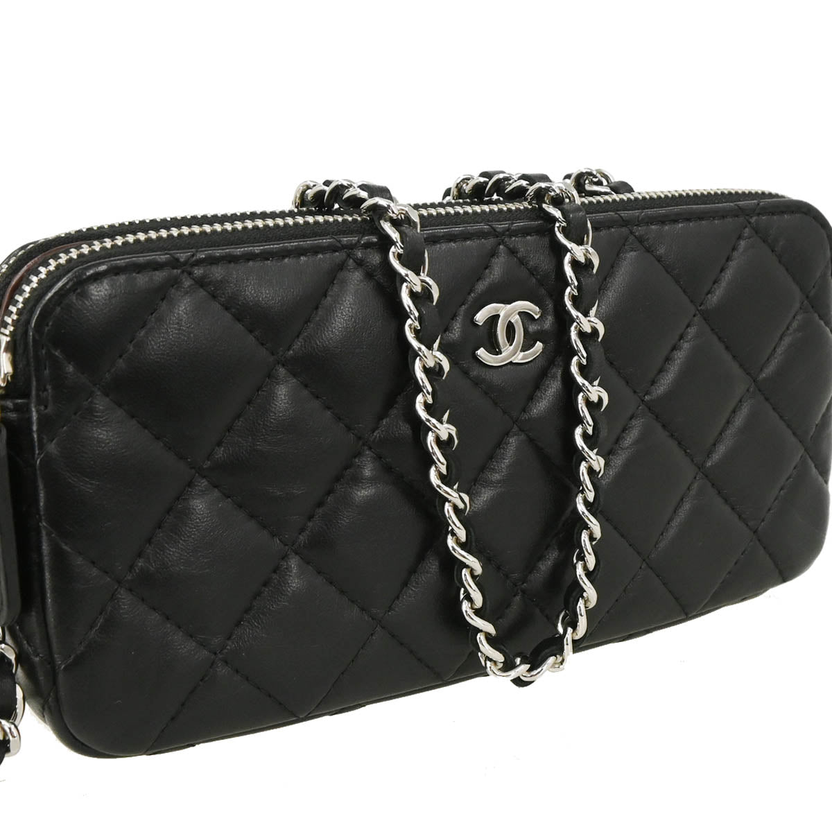 Chanel 2017 Black Lambskin WOC Shoulder Wallet Bag