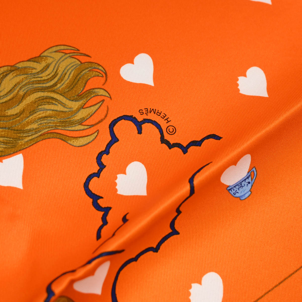 Hermes Scarf Carre 65 Tea Time Orange Small Good
