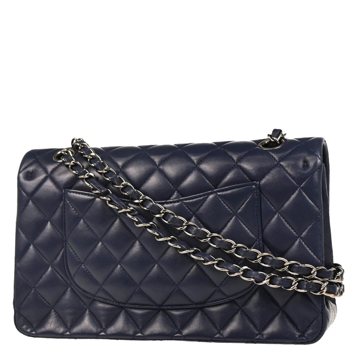 Chanel 2013-2014 Navy Lambskin Medium Classic Double Flap Shoulder Bag