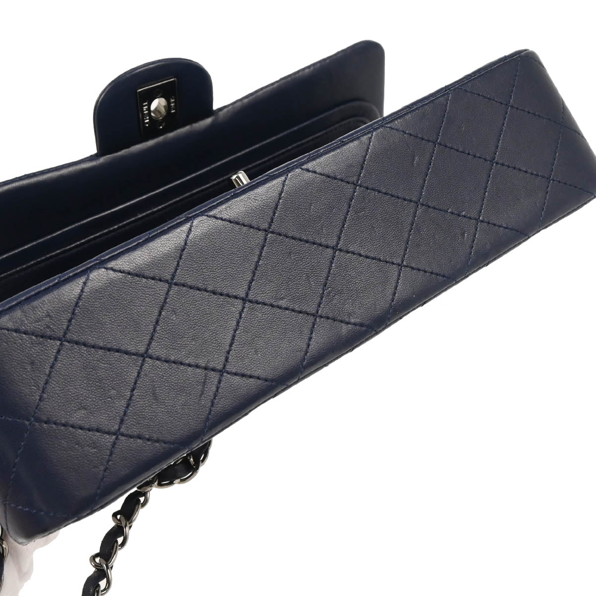 Chanel 2013-2014 Navy Lambskin Medium Classic Double Flap Shoulder Bag