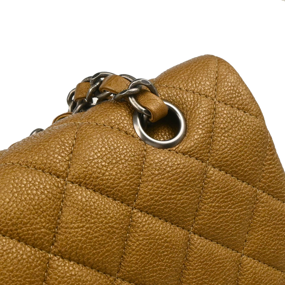 Chanel 2012-2013 Brown Caviar Medium Classic Double Flap Shoulder Bag