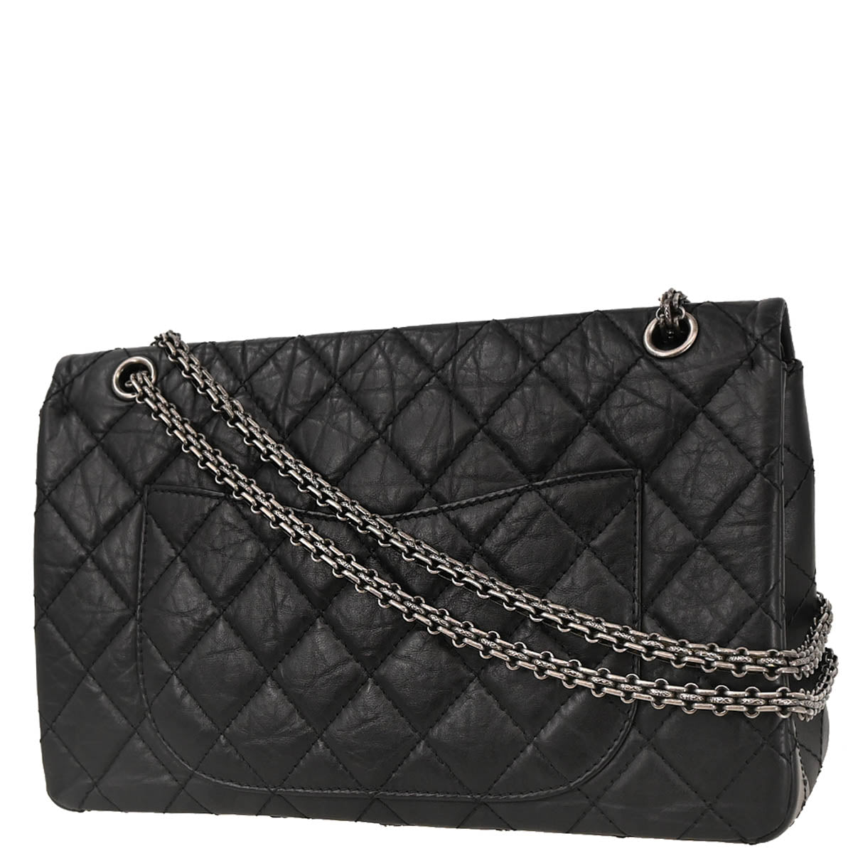 Chanel 2009-2010 Black Calfskin 2.55 Jumbo Classic Double Flap Shoulder Bag