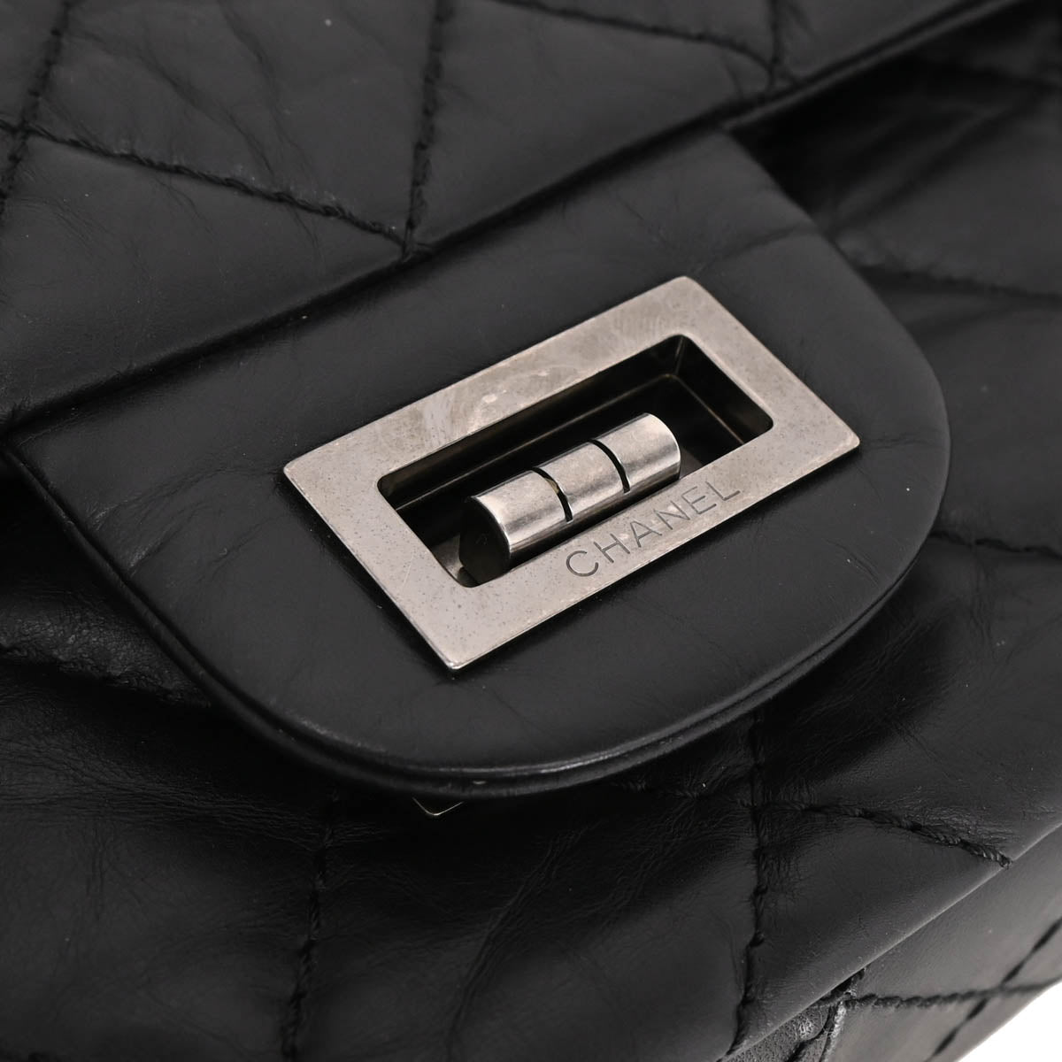 Chanel 2009-2010 Black Calfskin 2.55 Jumbo Classic Double Flap Shoulder Bag