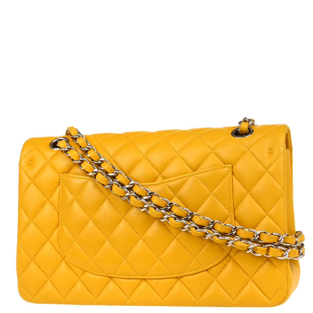Chanel 2014 Yellow Lambskin Medium Classic Double Flap Shoulder Bag