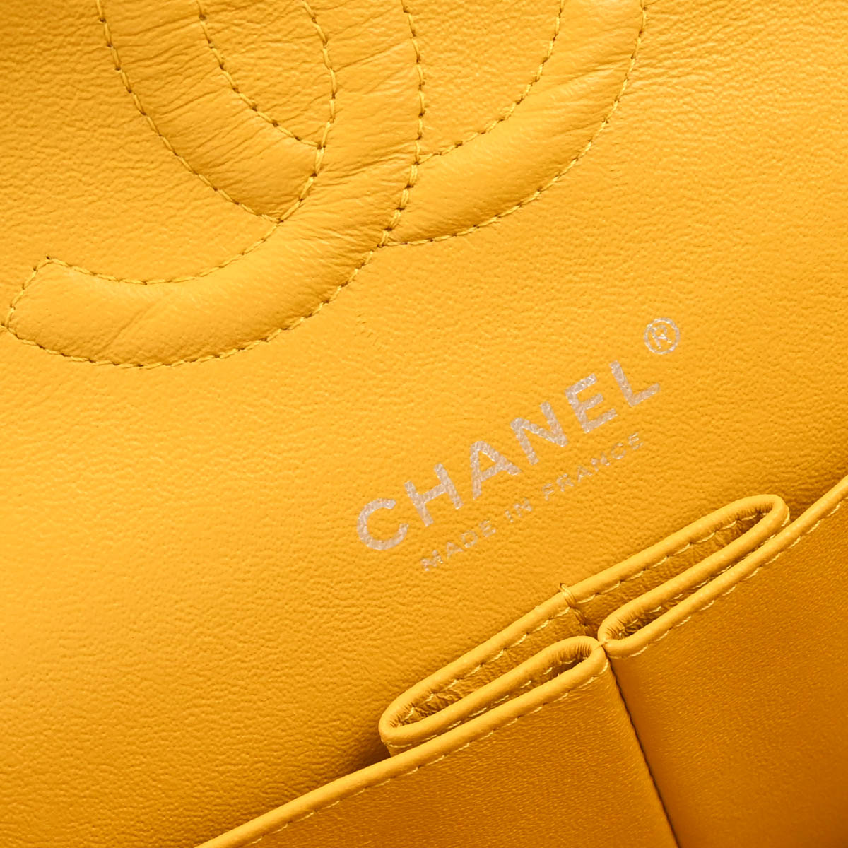 Chanel 2014 Yellow Lambskin Medium Classic Double Flap Shoulder Bag