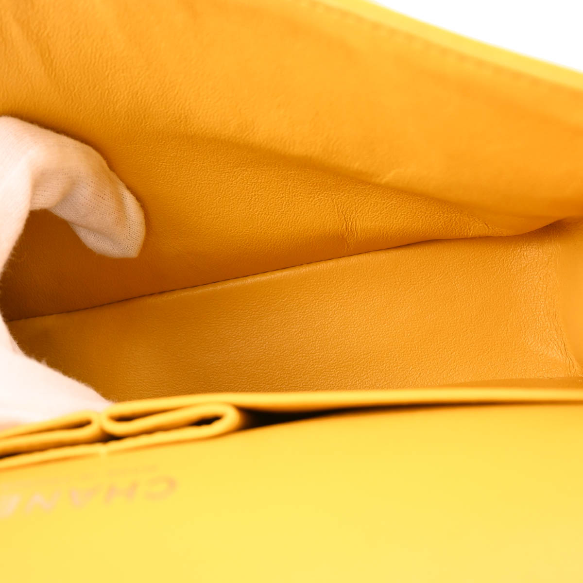 Chanel 2014 Yellow Lambskin Medium Classic Double Flap Shoulder Bag