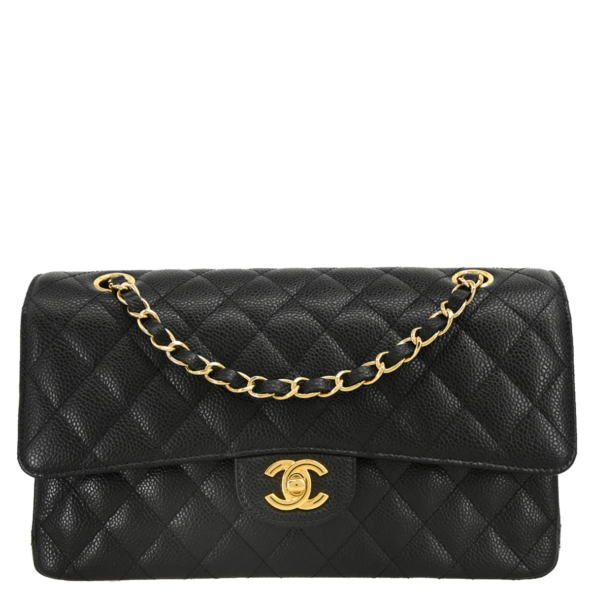 Chanel 2019 Black Caviar Medium Classic Double Flap Shoulder Bag