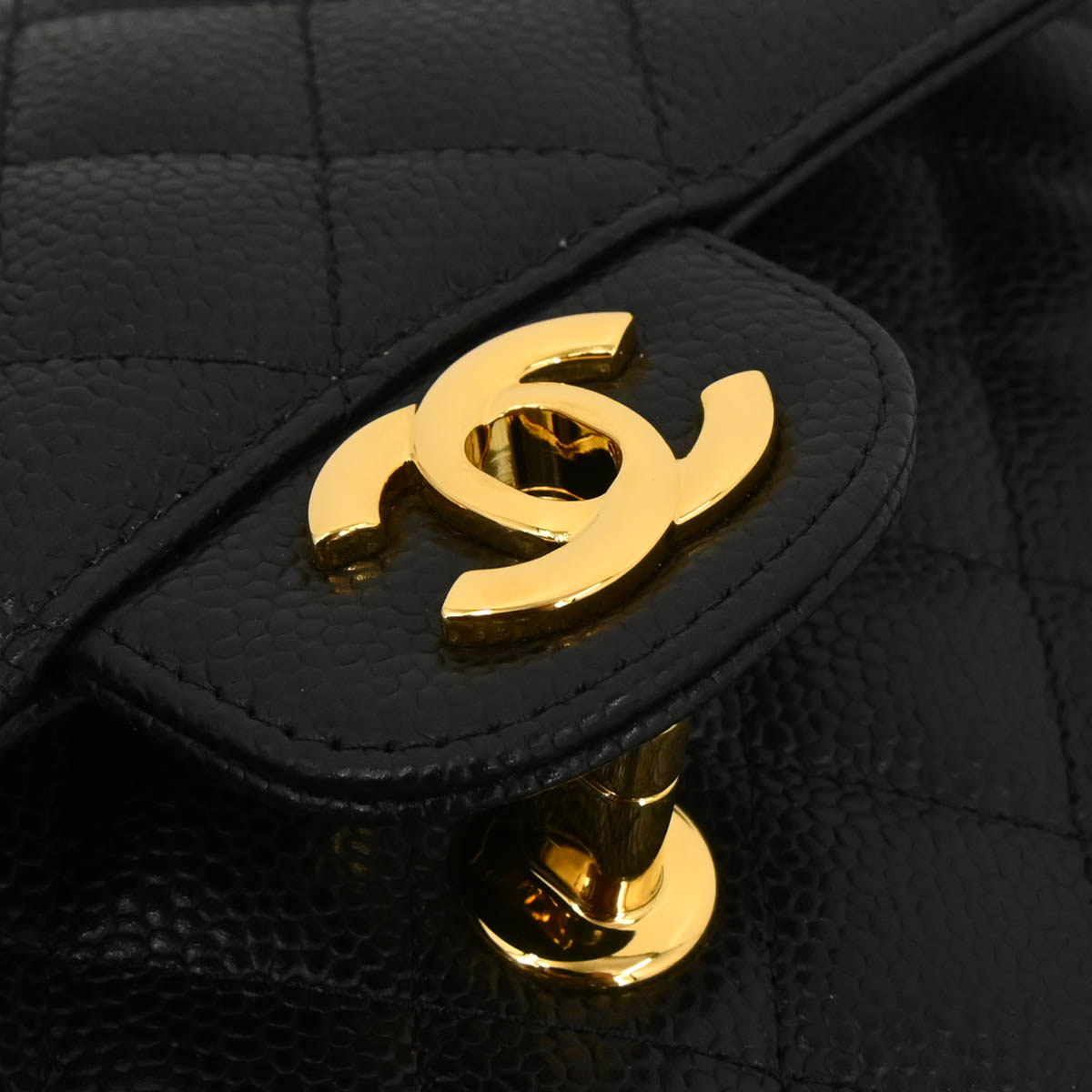 Chanel 2019 Black Caviar Medium Classic Double Flap Shoulder Bag