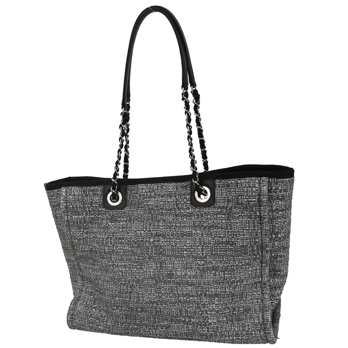 Chanel 2018 Gray Canvas Small Deauville Shoulder Tote Bag