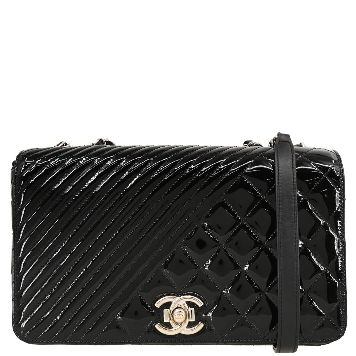 Chanel 2016-2017 Black Patent Leather Shoulder Bag