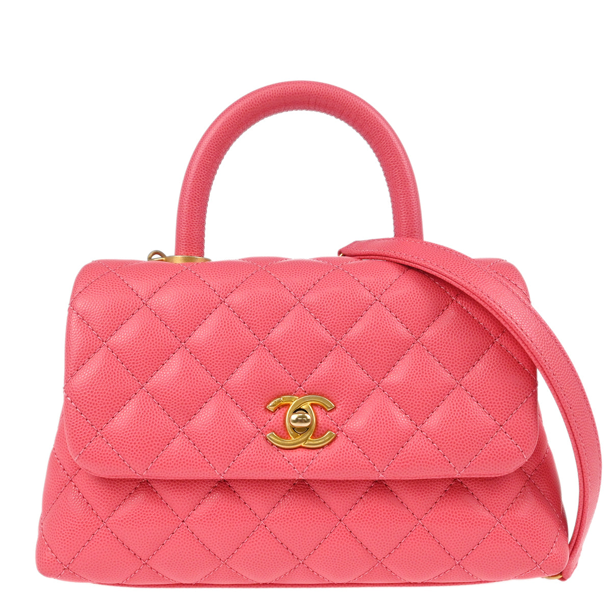 Chanel 2019 Pink Caviar Coco Handle 2way Handbag