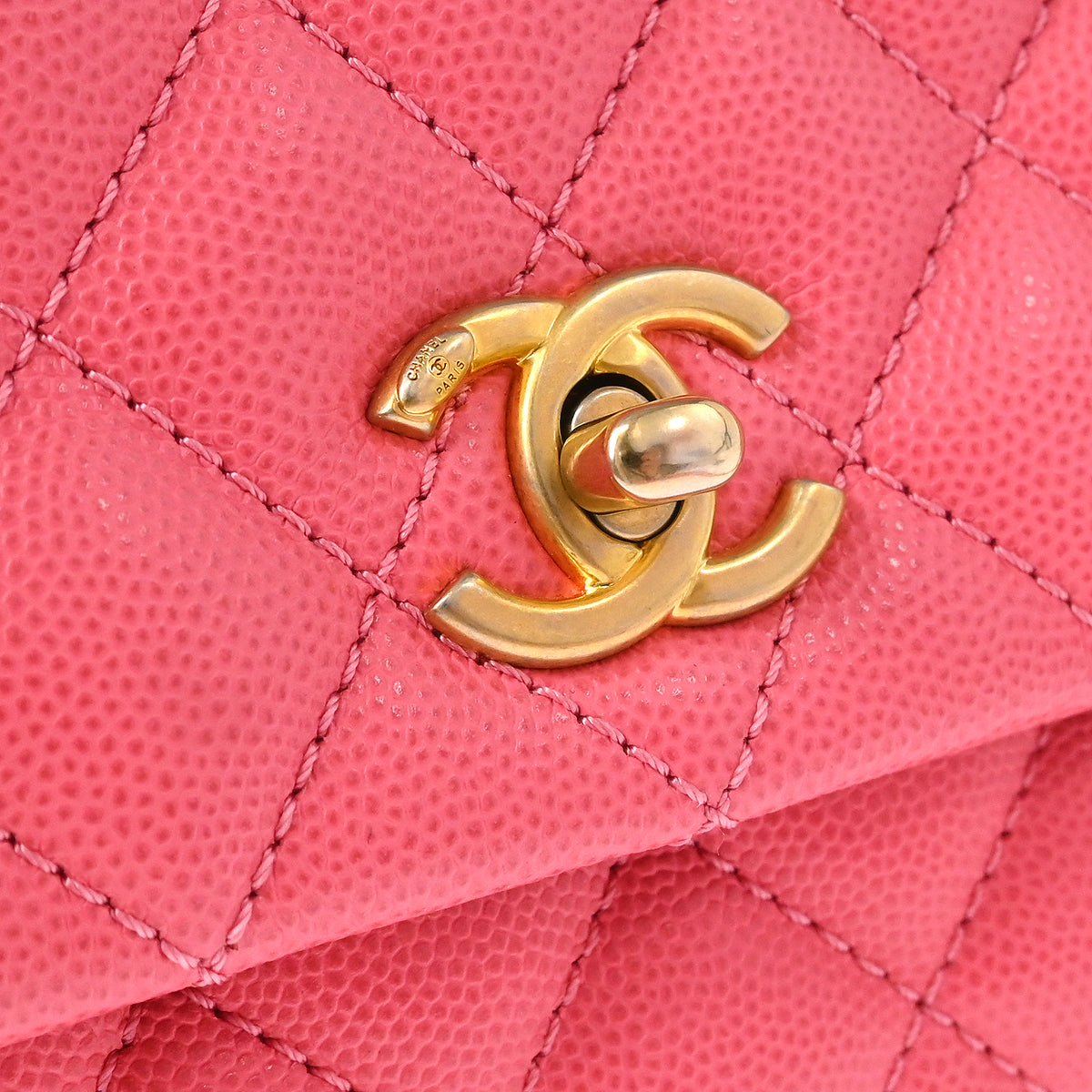 Chanel 2019 Pink Caviar Coco Handle 2way Handbag