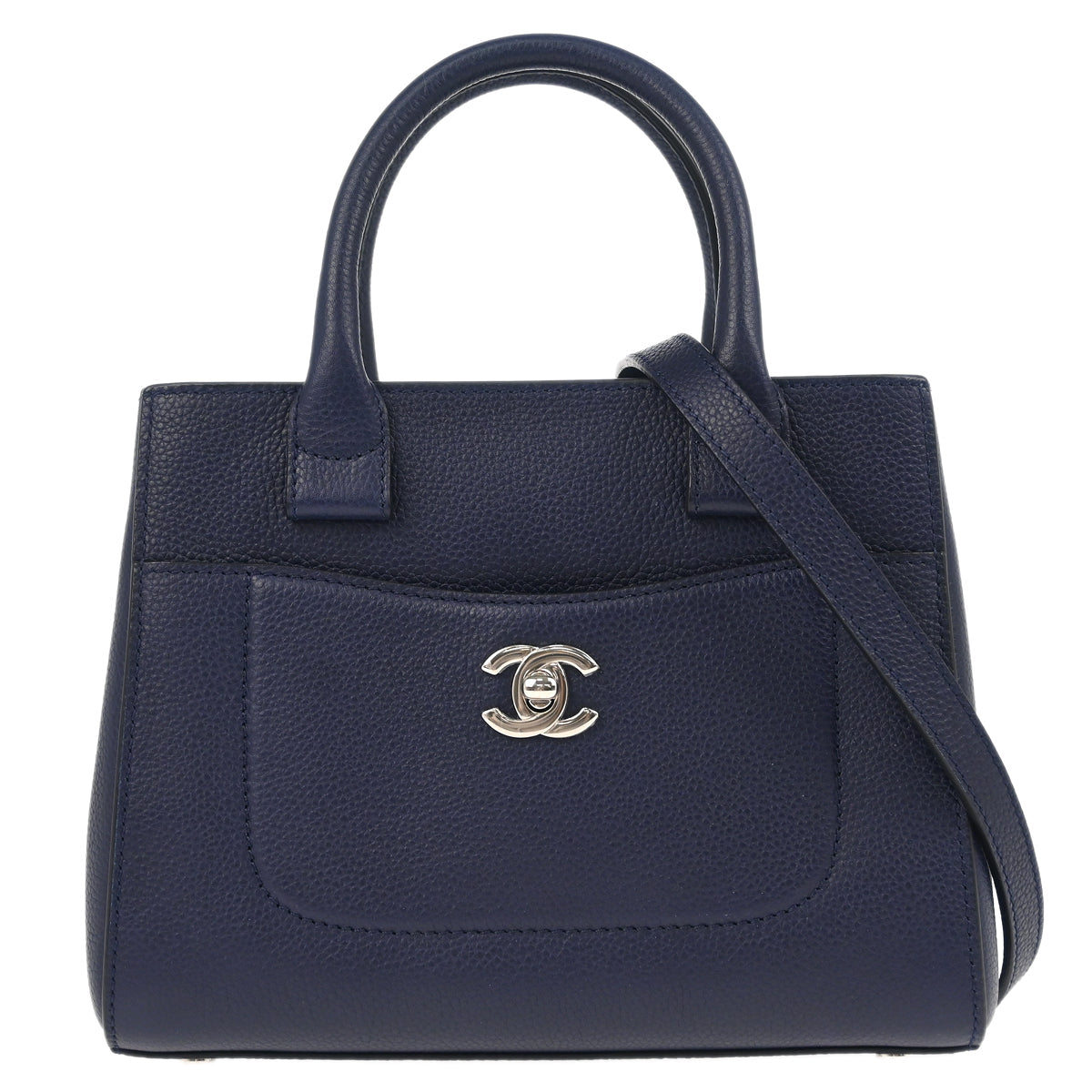 Chanel 2017 Navy Calfskin Neo Executive Tote 2way Shoulder Handbag