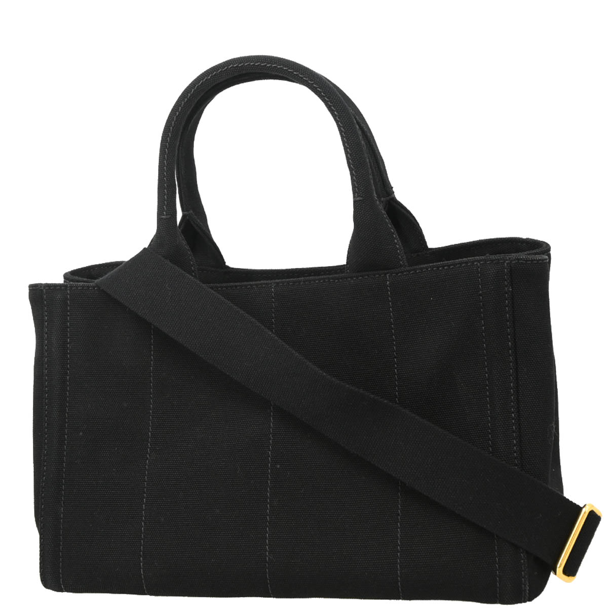 Prada Black Canvas Canapa 2way Shoulder Tote Handbag