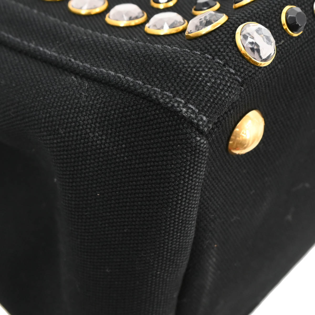 Prada Black Canvas Canapa 2way Shoulder Tote Handbag