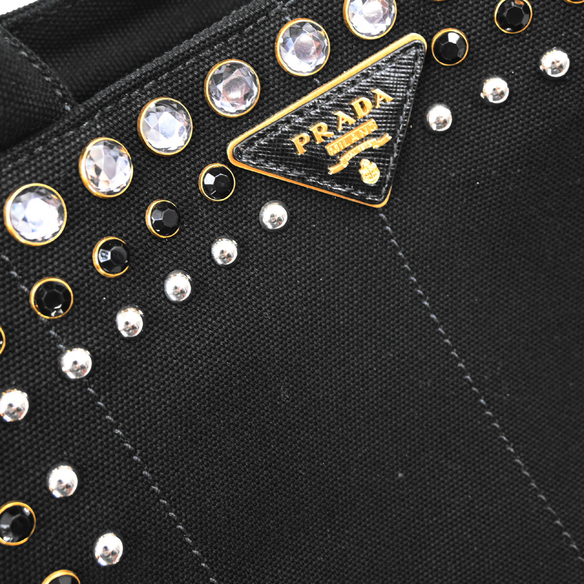 Prada Black Canvas Canapa 2way Shoulder Tote Handbag