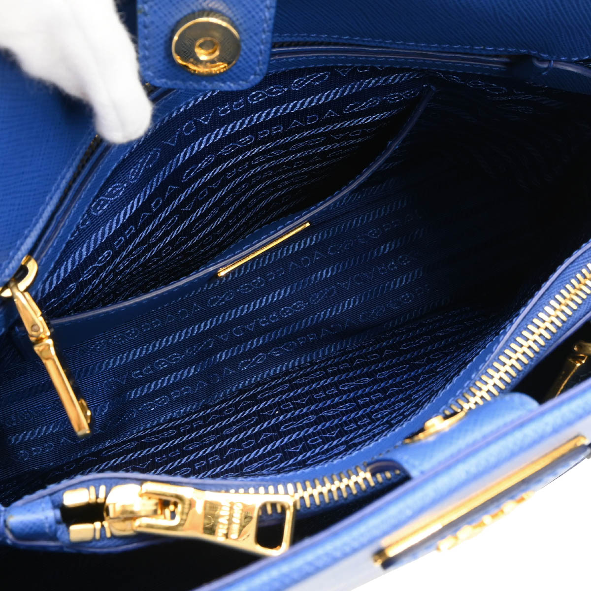 Prada 2015 Blue Leather Promenade 2way Shoulder Handbag