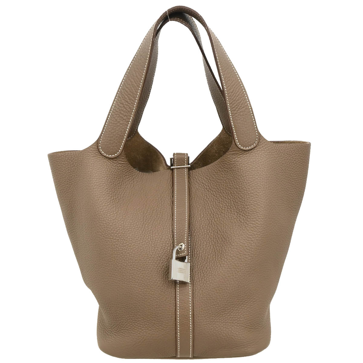 Hermes 2012 Etoupe Taurillon Clemence Picotin Lock 26 GM Handbag