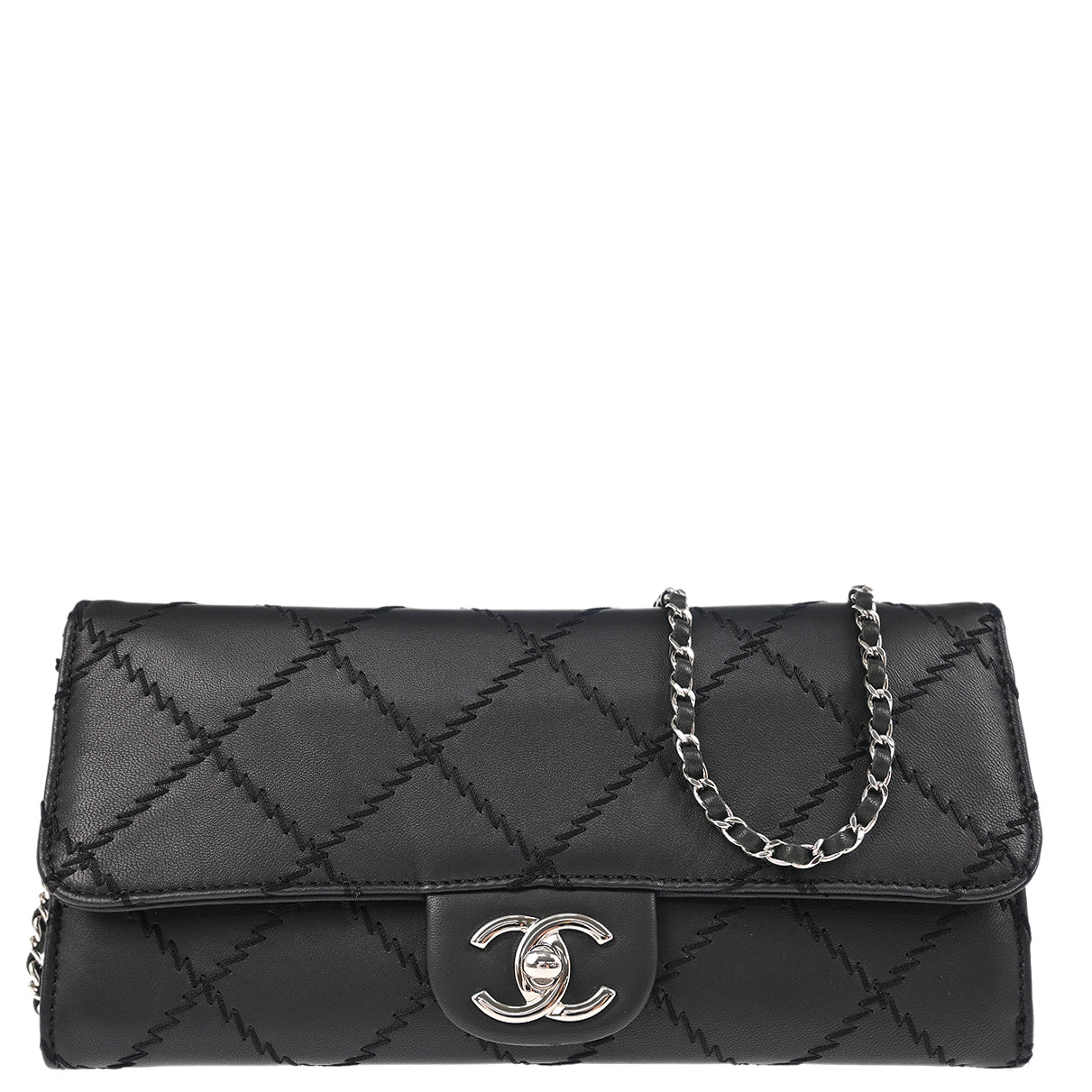 Chanel 2010-2011 Black Calfskin Ultra Stitch WOC Chain Shoulder Wallet Bag