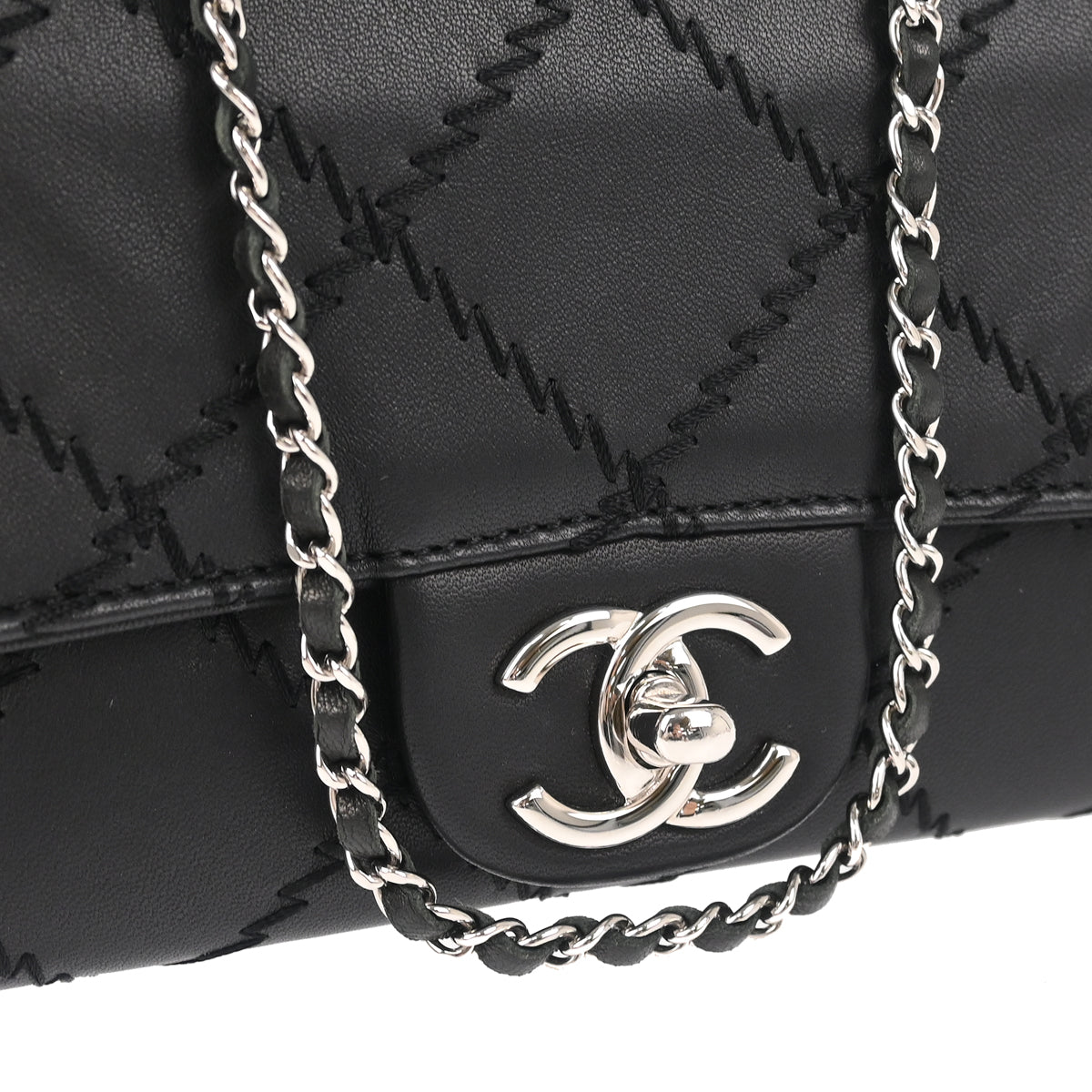 Chanel 2010-2011 Black Calfskin Ultra Stitch WOC Chain Shoulder Wallet Bag