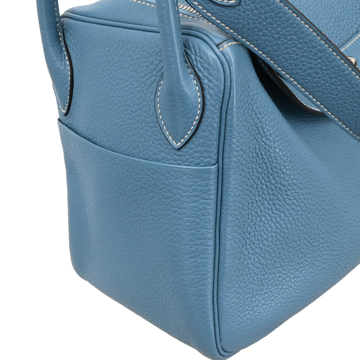 Hermes Blue Jean Taurillon Clemence Lindy 30 Shoulder Bag