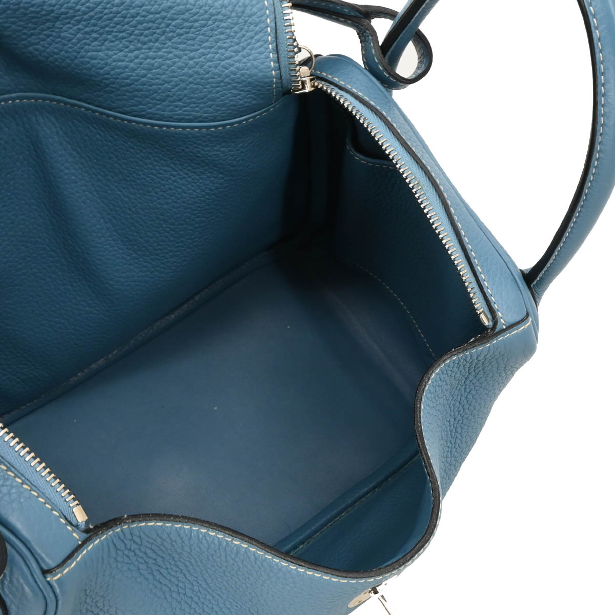 Hermes Blue Jean Taurillon Clemence Lindy 30 Shoulder Bag
