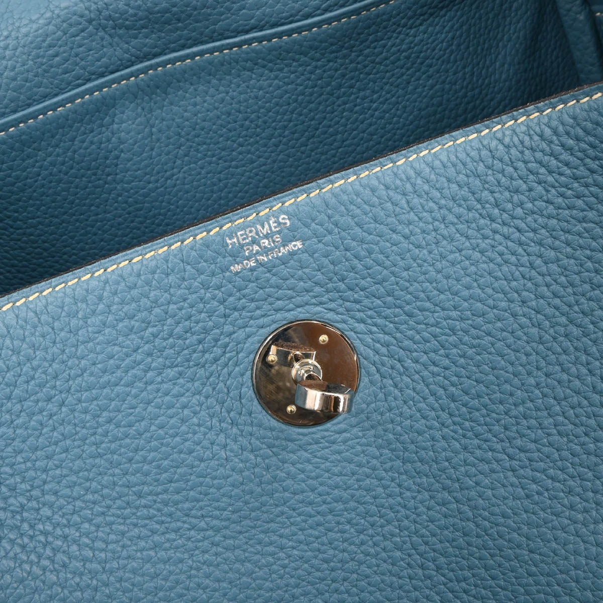 Hermes Blue Jean Taurillon Clemence Lindy 30 Shoulder Bag