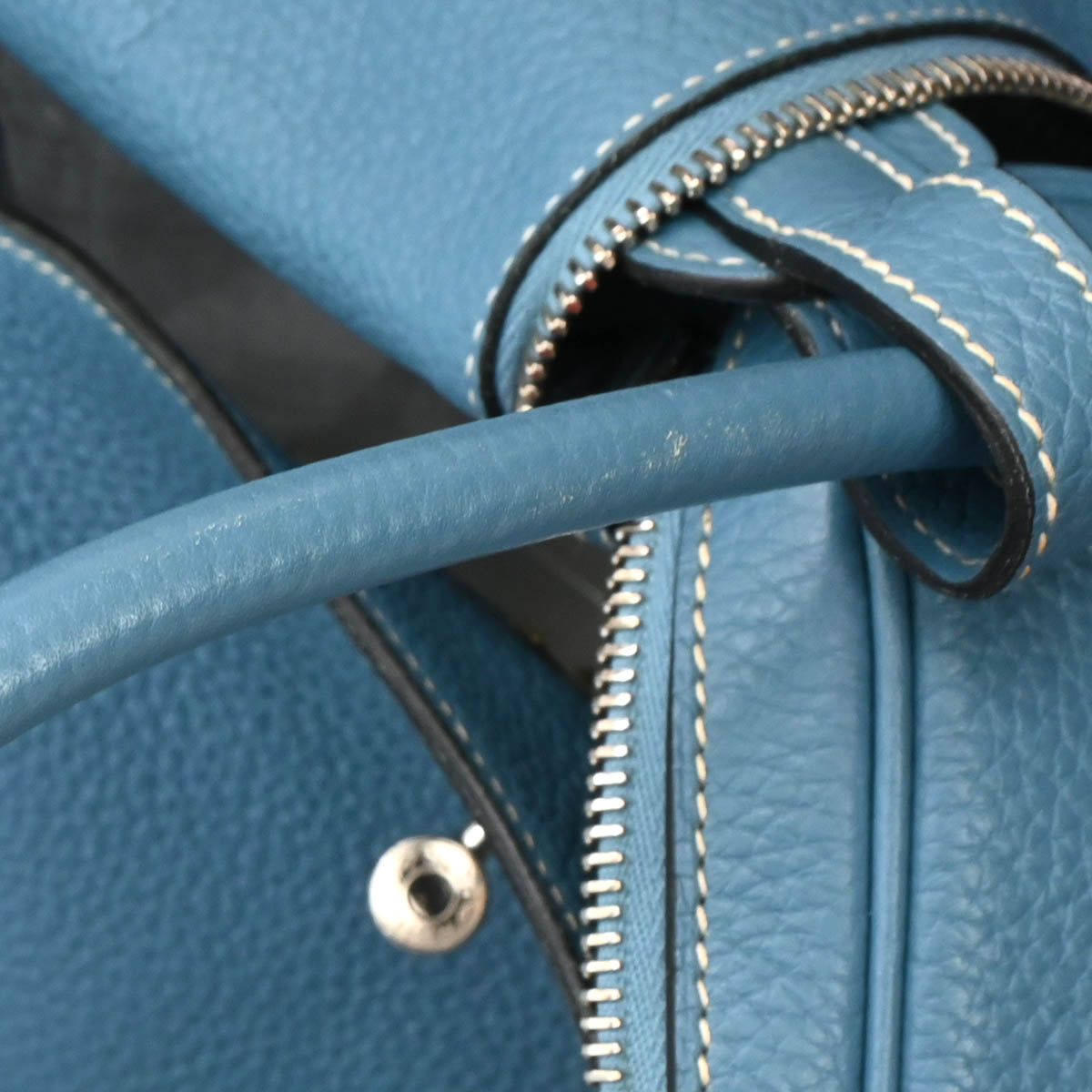 Hermes Blue Jean Taurillon Clemence Lindy 30 Shoulder Bag